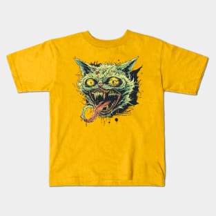 Creepy Cat Zombie Kids T-Shirt